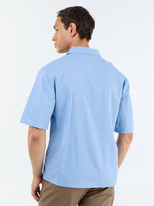 Camisa de manga corta de lino mezclado con bolsillo en el pecho - Kiabi