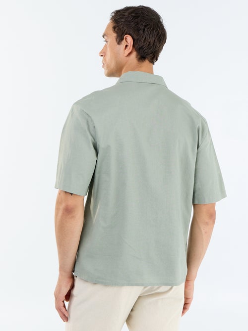 Camisa de manga corta de lino mezclado con bolsillo en el pecho - Kiabi