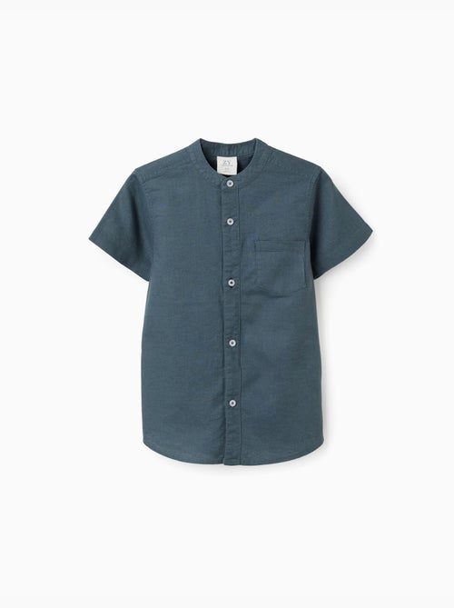 Camisa de manga corta de lino y algodón con bolsillo - Kiabi