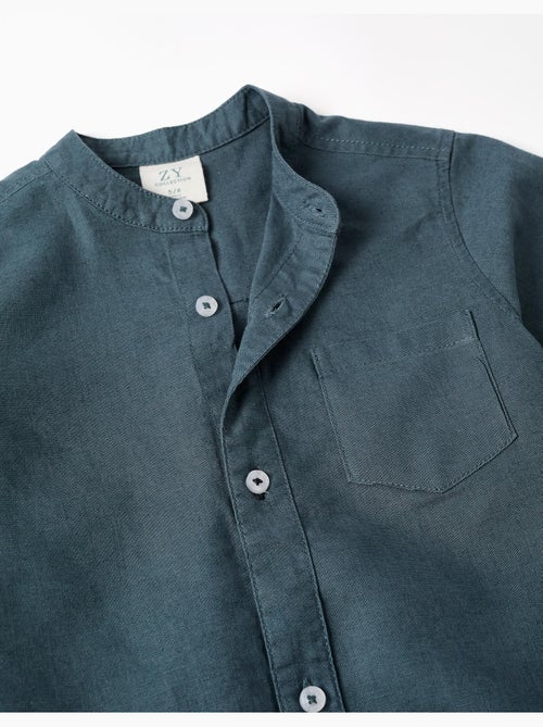 Camisa de manga corta de lino y algodón con bolsillo - Kiabi