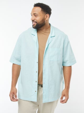 Camisa de manga corta de mezcla de lino