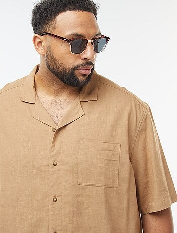 Camisa de manga corta de mezcla de lino