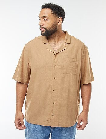 Camisa de manga corta de mezcla de lino