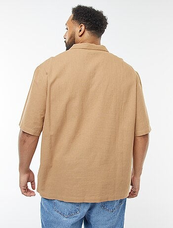 Camisa de manga corta de mezcla de lino
