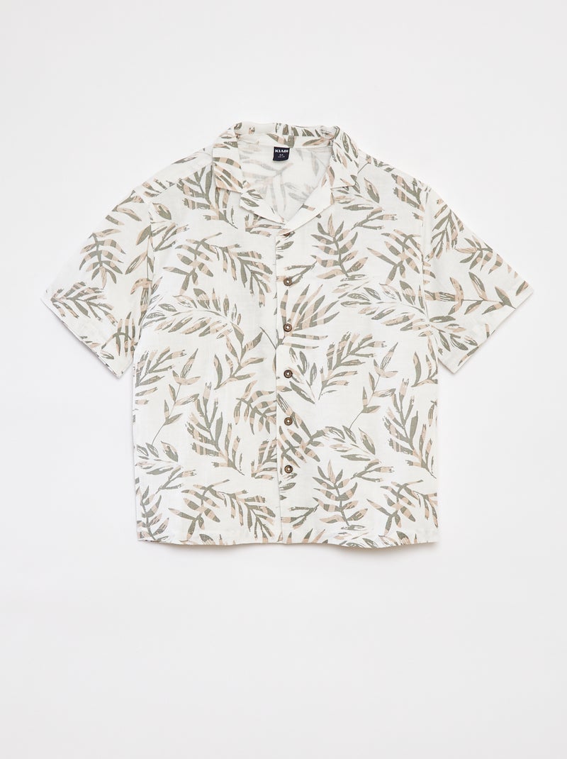 Camisa de manga corta de mezcla de lino Blanco - Kiabi