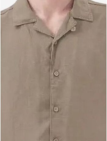 Camisa de manga corta de mezcla de lino con cierre de botones giesto