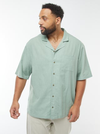 Camisa de manga corta de mezcla de lino