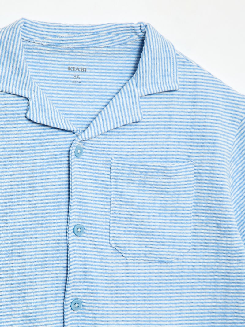Camisa de manga corta de nido de abeja Azul - Kiabi