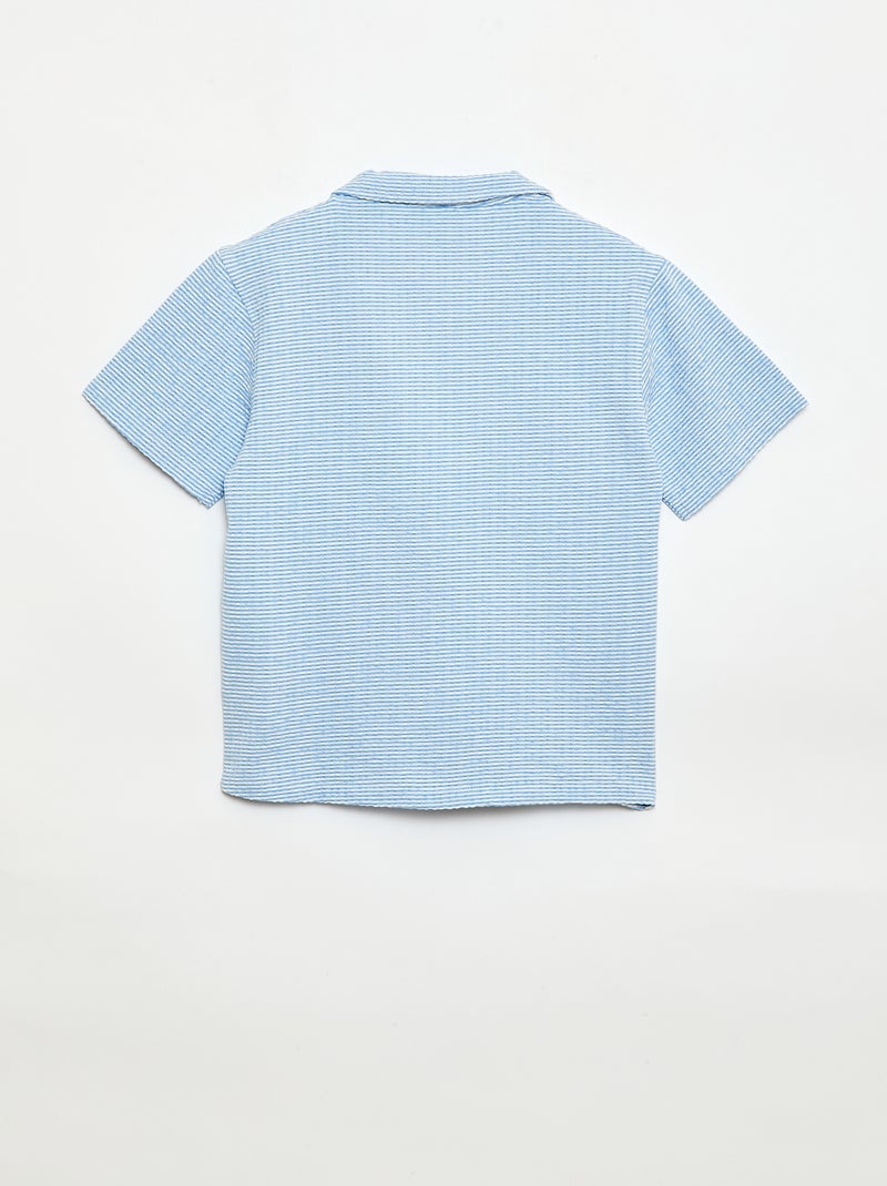 Camisa de manga corta de nido de abeja Azul - Kiabi