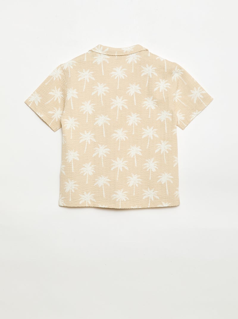 Camisa de manga corta de nido de abeja Beige - Kiabi