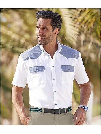 Camisa de manga corta de popelín 100 % algodón palm coast