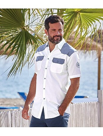 Camisa de manga corta de popelín 100 % algodón palm coast