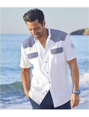 Camisa de manga corta de popelín 100 % algodón palm coast