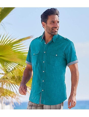 Camisa de manga corta de popelín de cuadros yachting sail coast