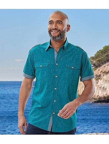 Camisa de manga corta de popelín de cuadros yachting sail coast