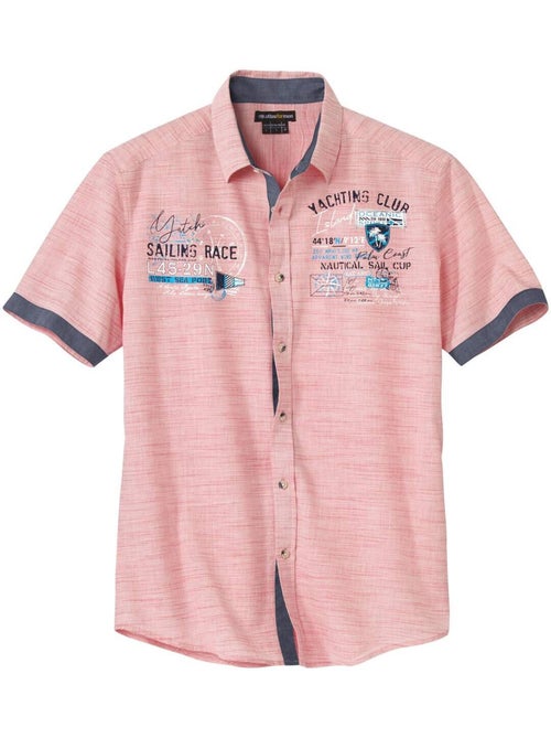 Camisa de manga corta de popelín flameado con cuello de puntas libres - Kiabi Camisa de manga corta de popelín flameado con cuello de puntas libres - Kiabi
