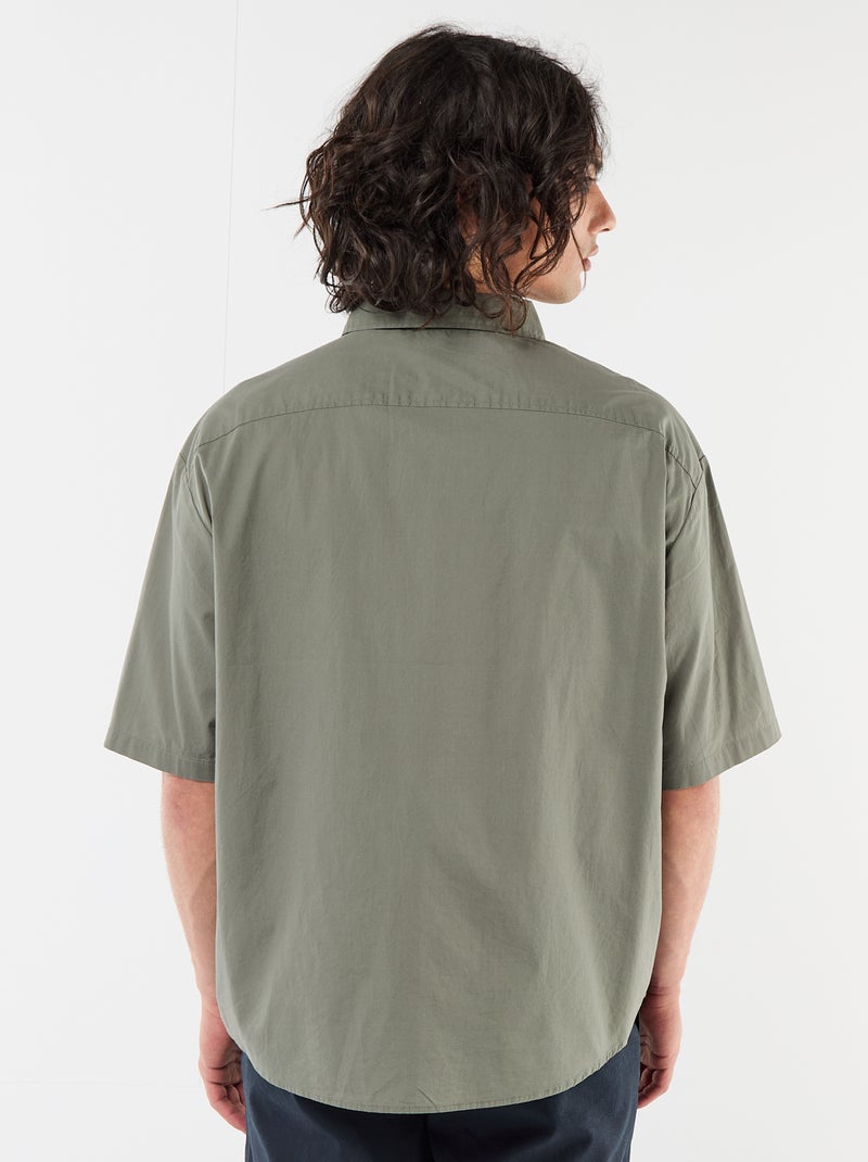 Camisa de manga corta de popelín Verde - Kiabi