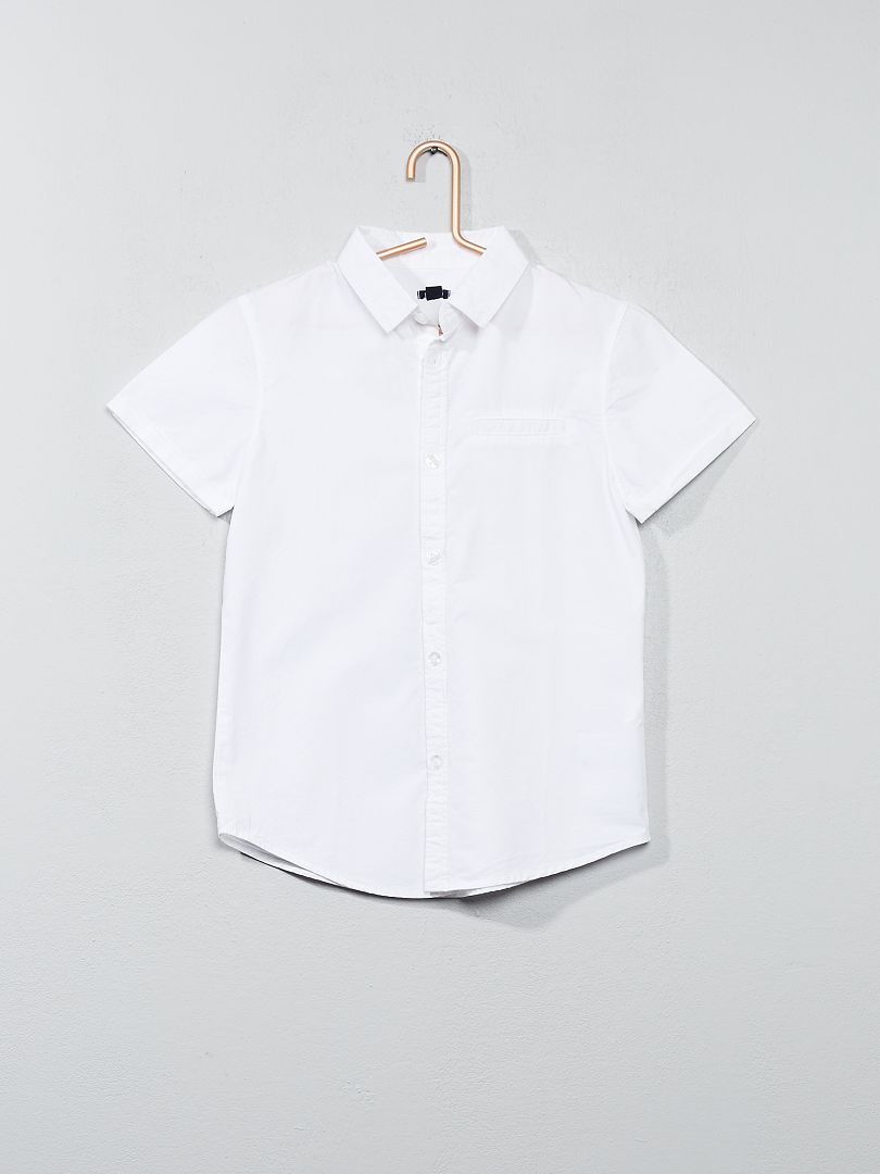 Camisa de manga corta de popelina de algodón Blanco - Kiabi