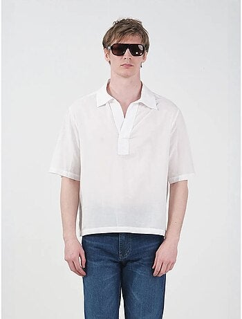 Camisa de manga corta de popelina de algodón para hombre giesto