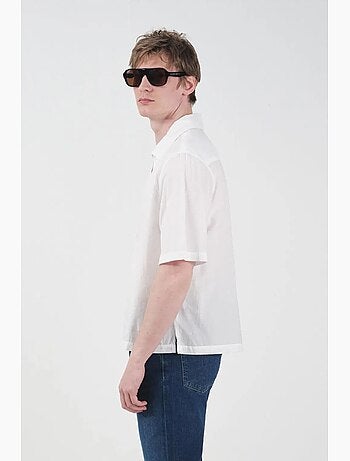 Camisa de manga corta de popelina de algodón para hombre giesto