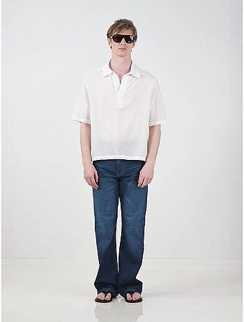 Camisa de manga corta de popelina de algodón para hombre giesto