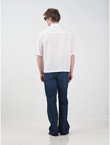 Camisa de manga corta de popelina de algodón para hombre giesto