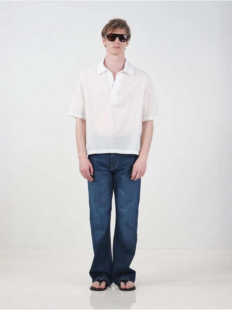 Camisa de manga corta de popelina de algodón para hombre giesto Blanco - Kiabi