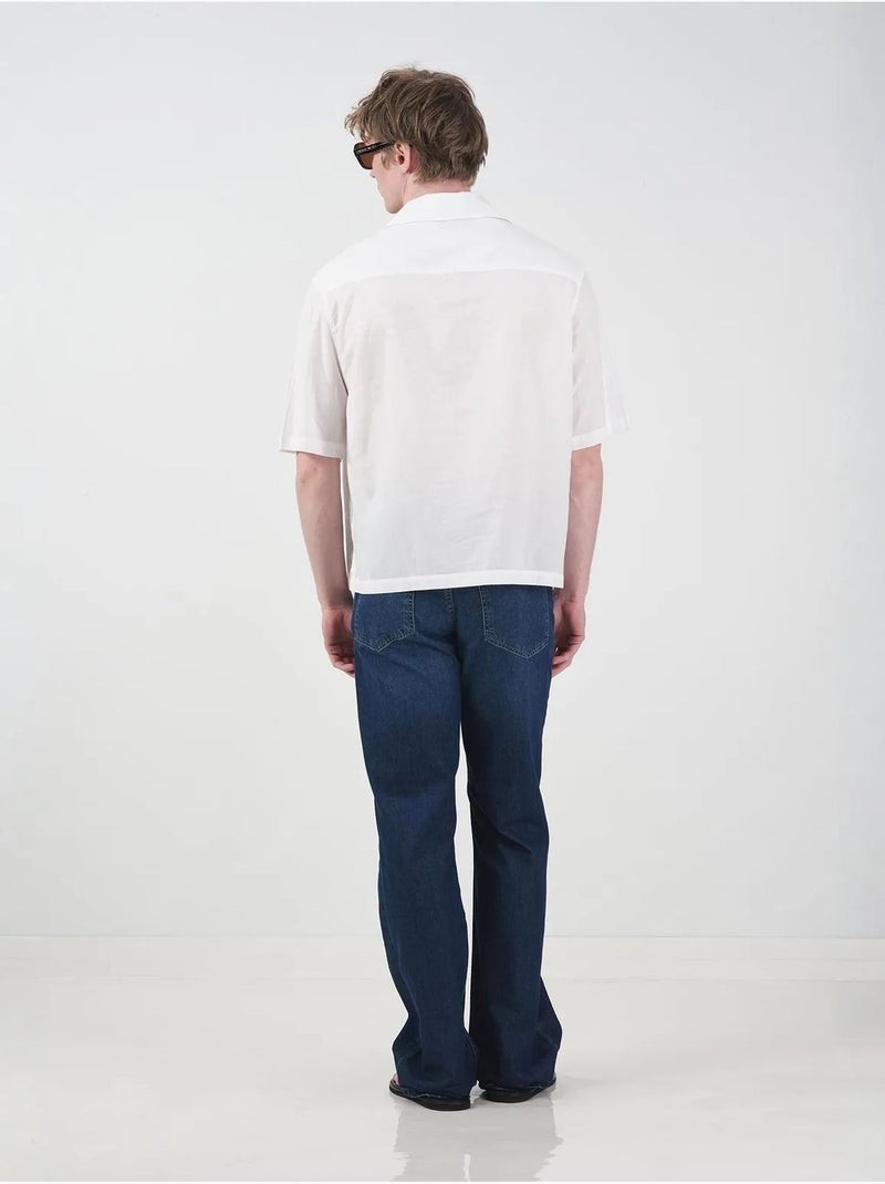 Camisa de manga corta de popelina de algodón para hombre giesto Blanco - Kiabi