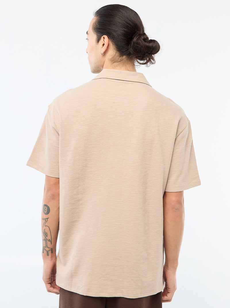 Camisa de manga corta de punto Beige - Kiabi