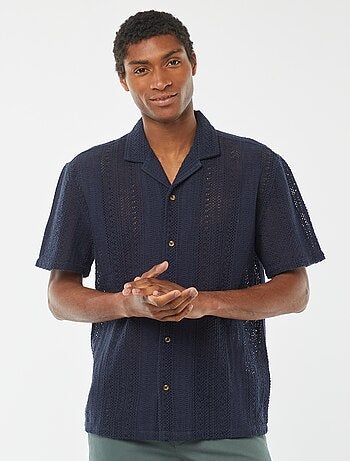 Camisa de manga corta de punto calado