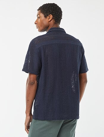 Camisa de manga corta de punto calado