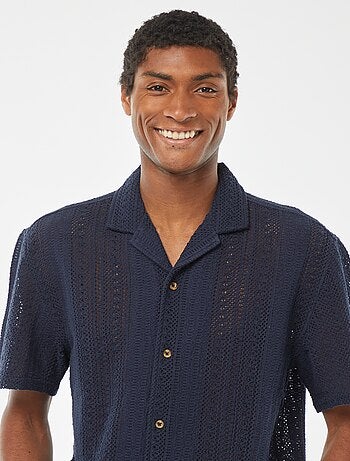 Camisa de manga corta de punto calado