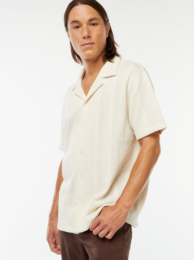 Camisa de manga corta de punto calado Blanco - Kiabi