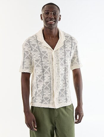 Camisa de manga corta de punto calado