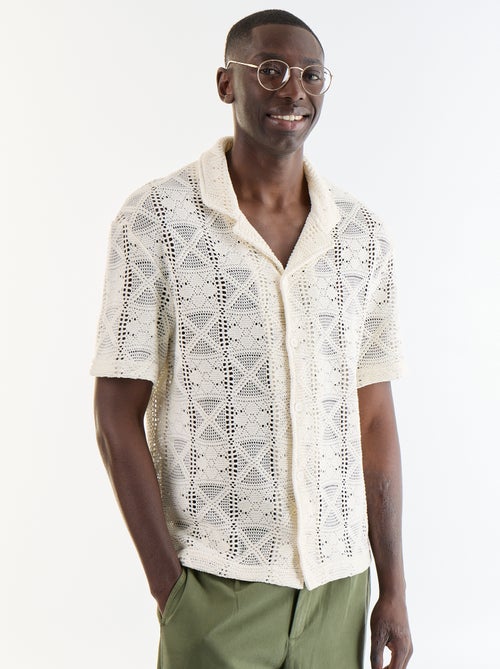 Camisa de manga corta de punto calado - Kiabi Camisa de manga corta de punto calado - Kiabi
