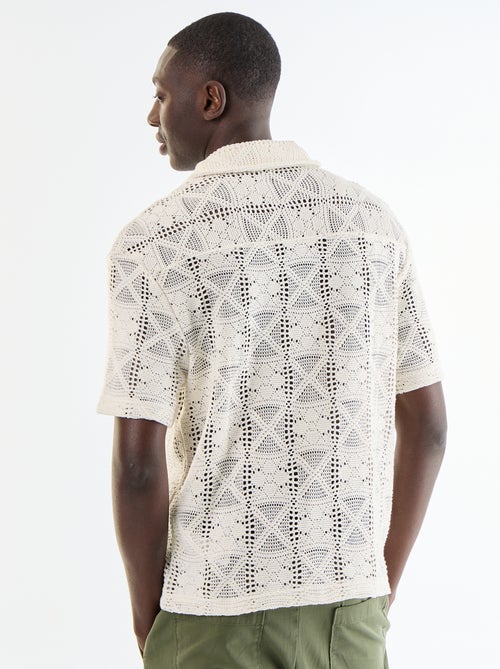 Camisa de manga corta de punto calado - Kiabi Camisa de manga corta de punto calado - Kiabi