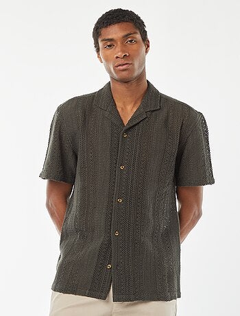 Camisa de manga corta de punto calado