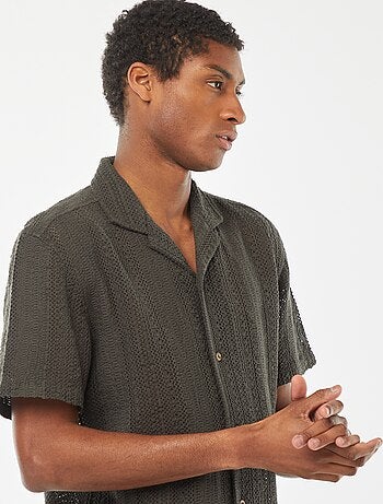 Camisa de manga corta de punto calado