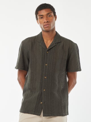 Camisa de manga corta de punto calado