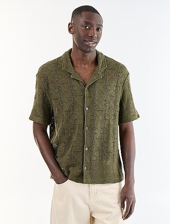 Camisa de manga corta de punto calado