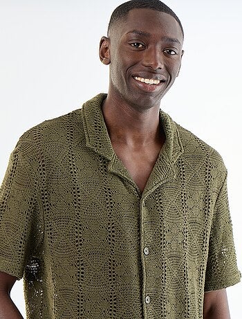 Camisa de manga corta de punto calado