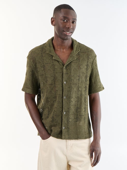 Camisa de manga corta de punto calado - Kiabi Camisa de manga corta de punto calado - Kiabi