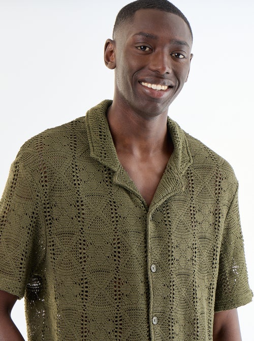 Camisa de manga corta de punto calado - Kiabi Camisa de manga corta de punto calado - Kiabi