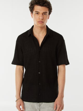 Camisa de manga corta de punto calado