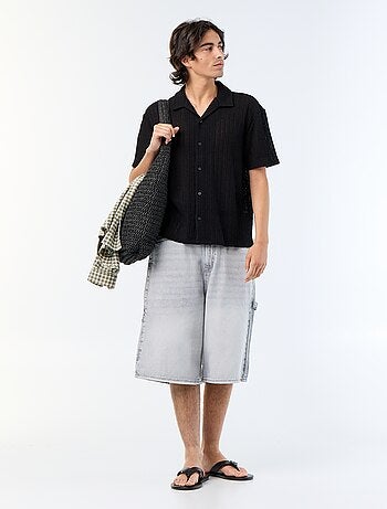 Camisa de manga corta de punto calado
