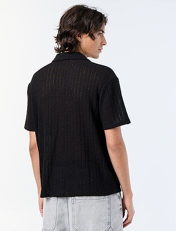 Camisa de manga corta de punto calado