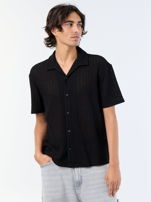 Camisa de manga corta de punto calado - Kiabi