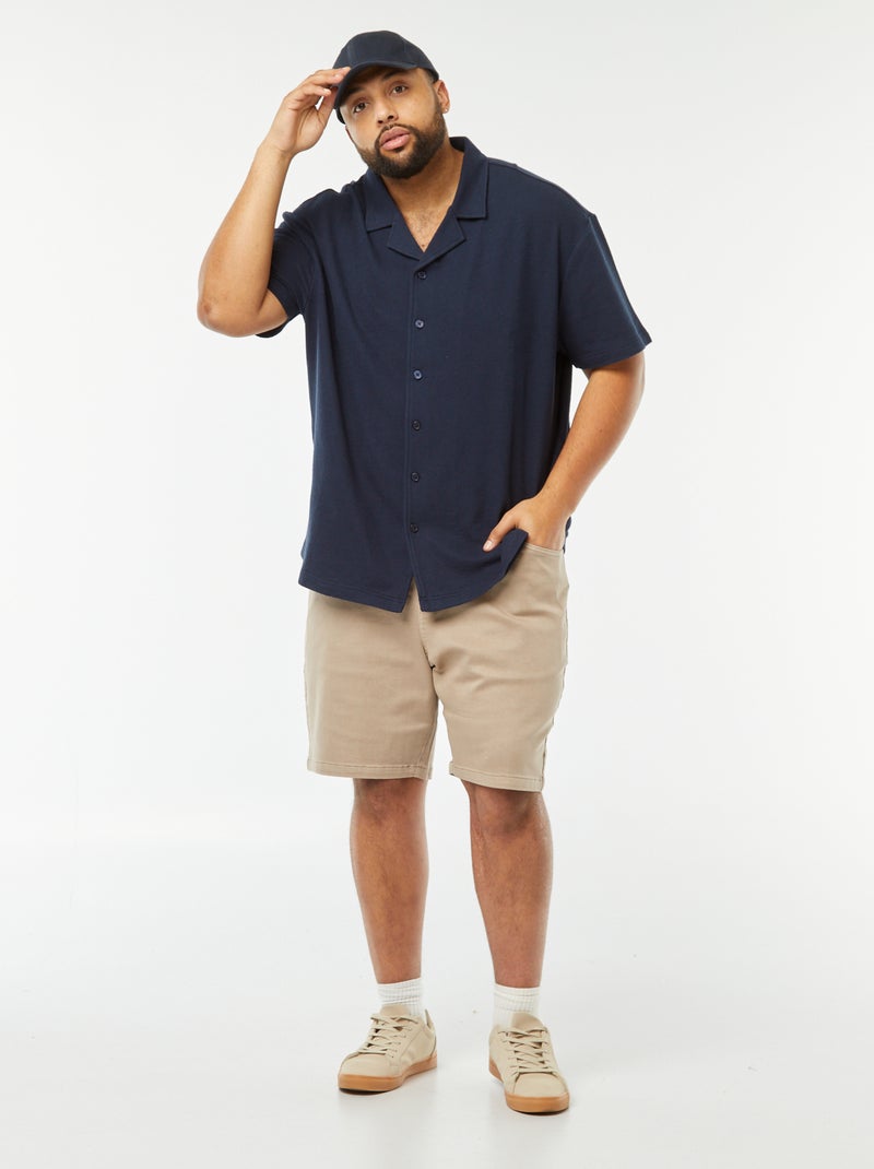 Camisa de manga corta de punto casual azul - Kiabi