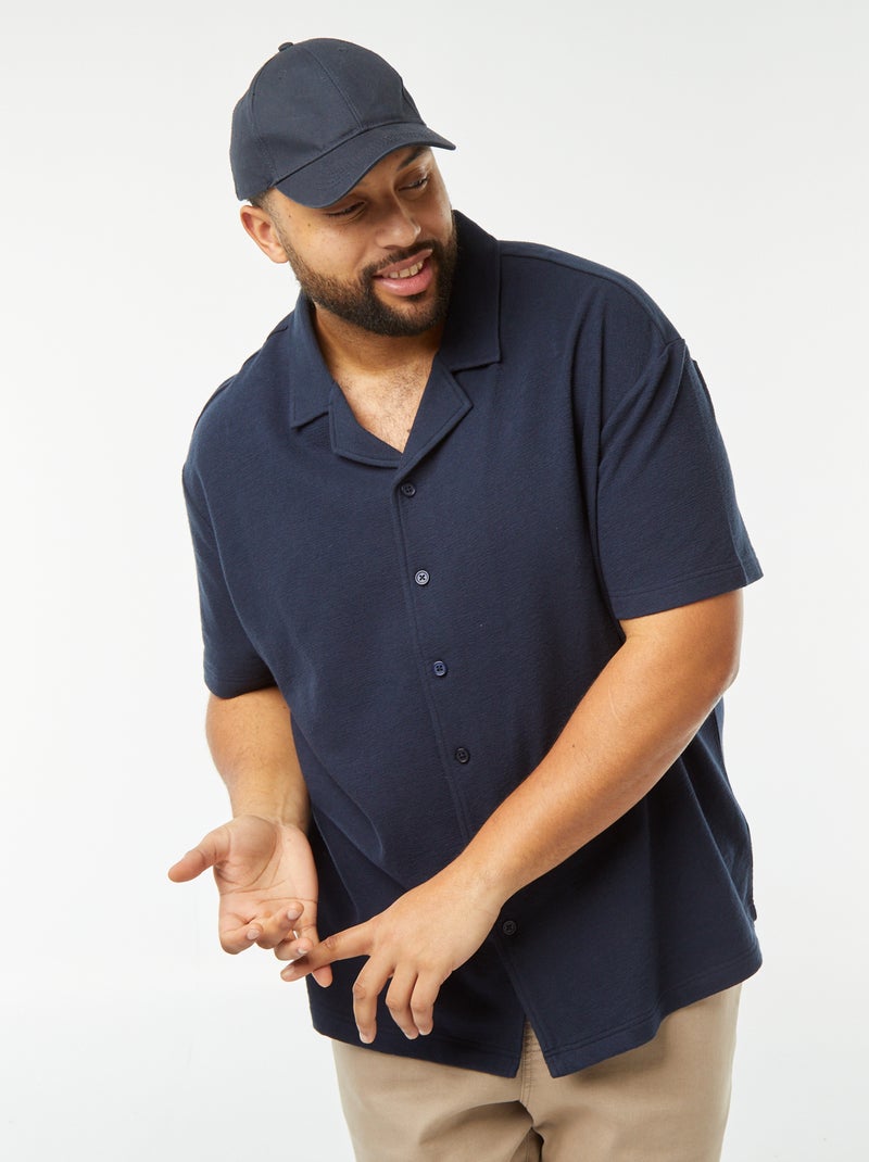 Camisa de manga corta de punto casual azul - Kiabi