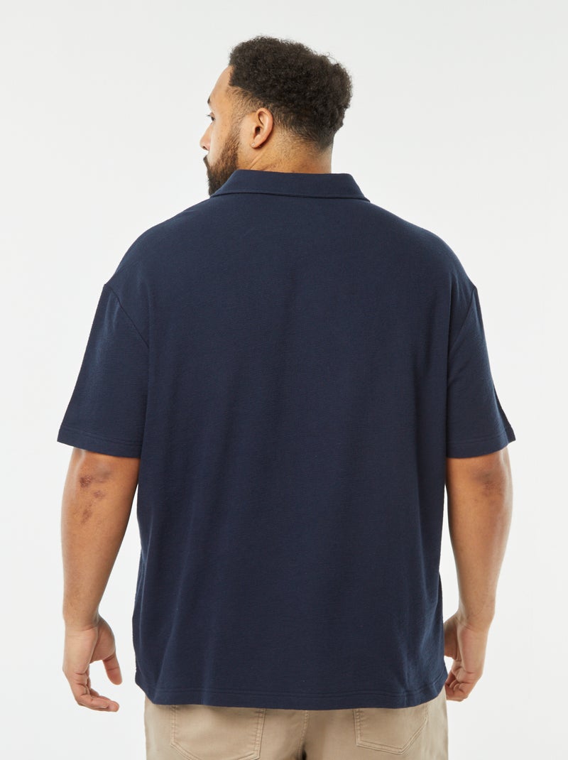 Camisa de manga corta de punto casual azul - Kiabi